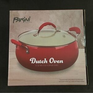 PARINI 5.5 QT Non-Stick‎ Aluminum Enamel Dutch Oven Cookware in Red